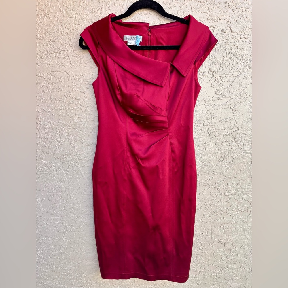 Kay Unger New York Size 4 Crimson Satin Dress
